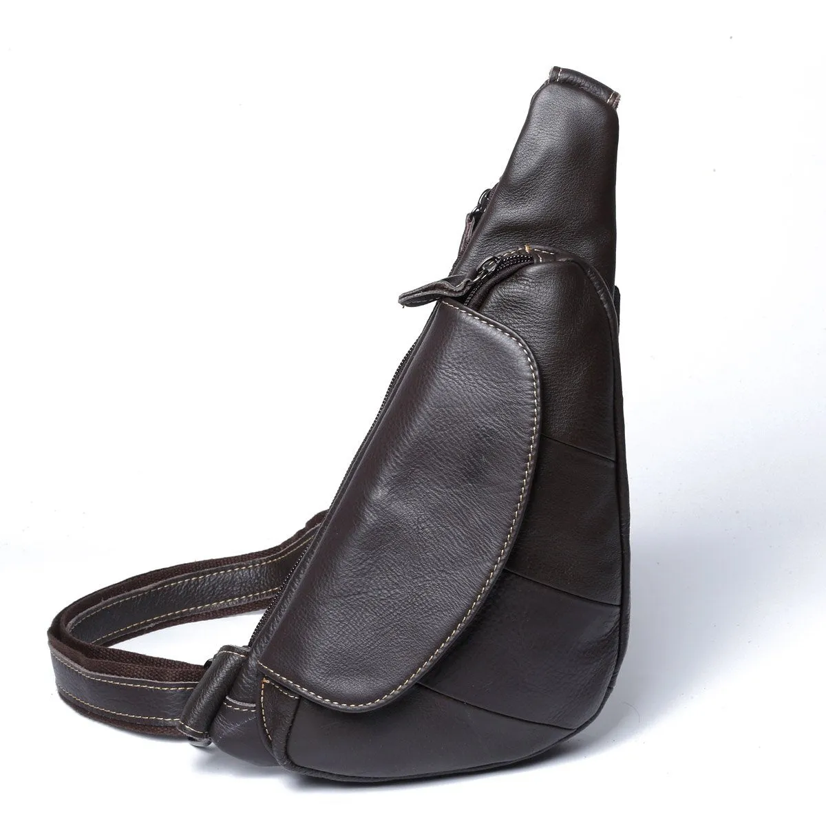 Black Leather Sling Bag for Men Mens Chest Bag Crossbody Chest Bag Chest Crossbody Bag
