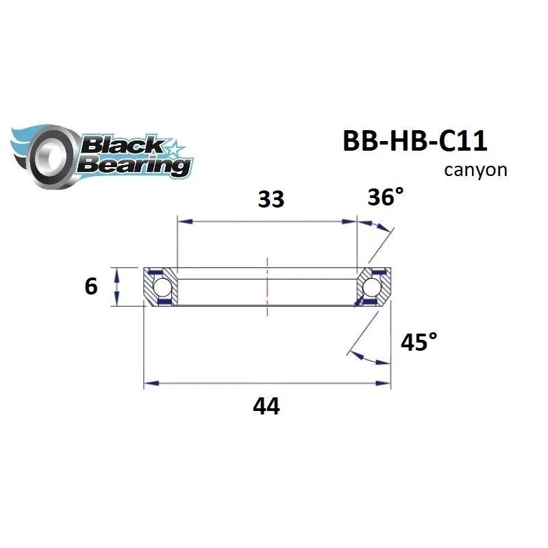 Blackbearing C11 33x44x6mm 36/45° Headset Bearing