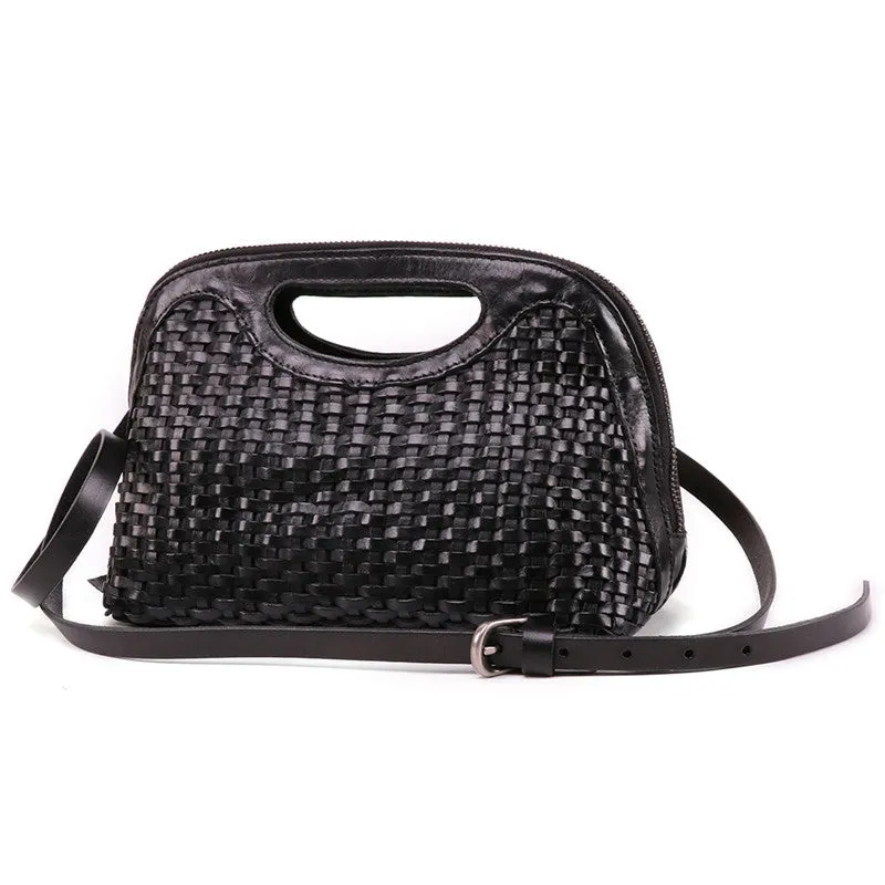 Boho Womens Woven Leather Satchel Handbag Side Bag Purse for Womens