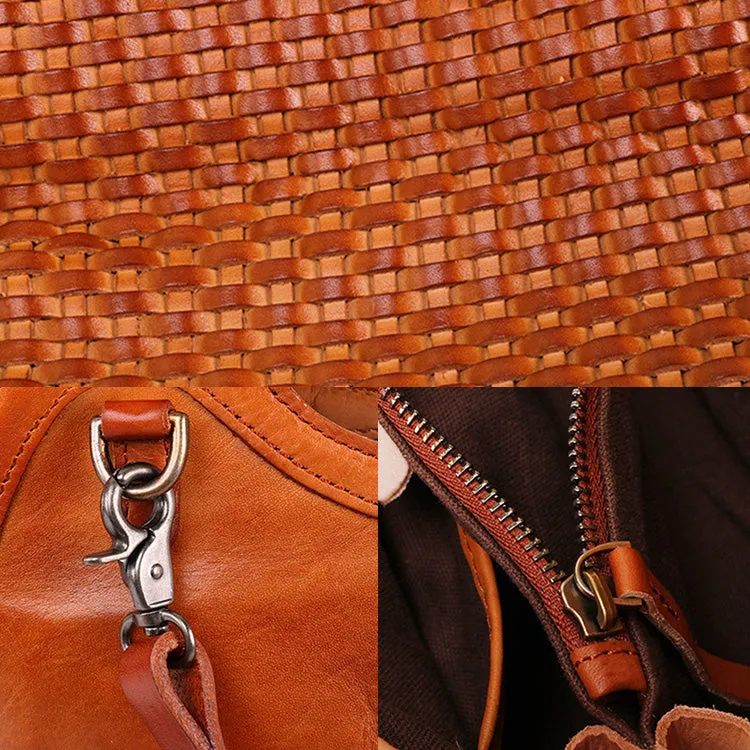 Boho Womens Woven Leather Satchel Handbag Side Bag Purse for Womens