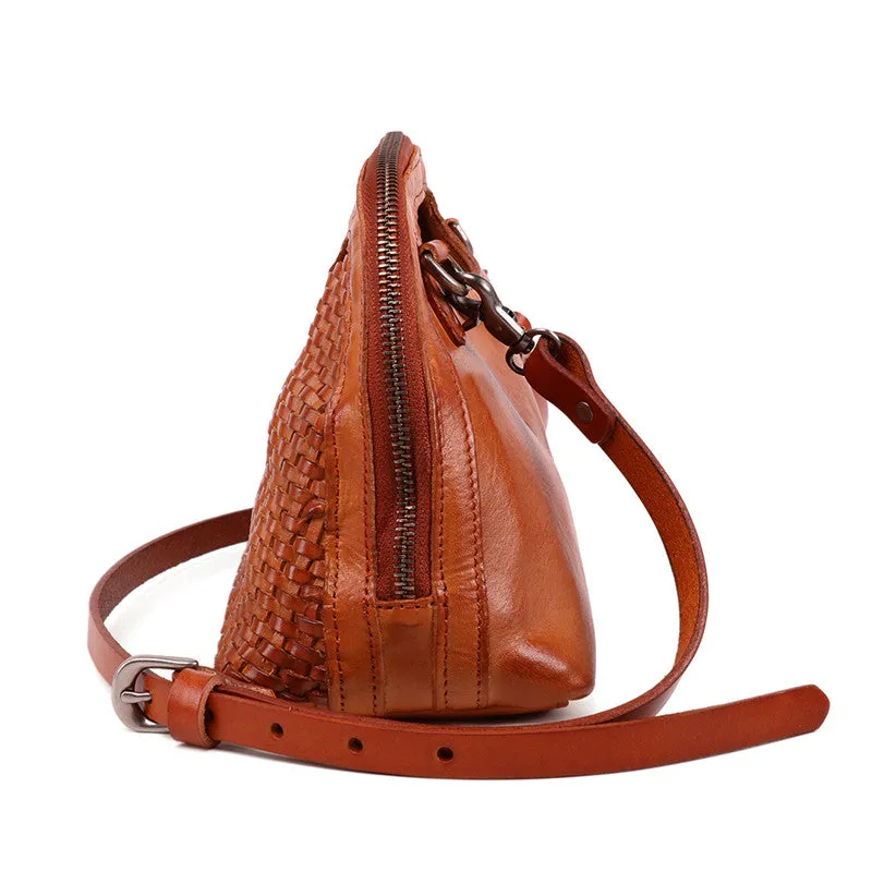 Boho Womens Woven Leather Satchel Handbag Side Bag Purse for Womens