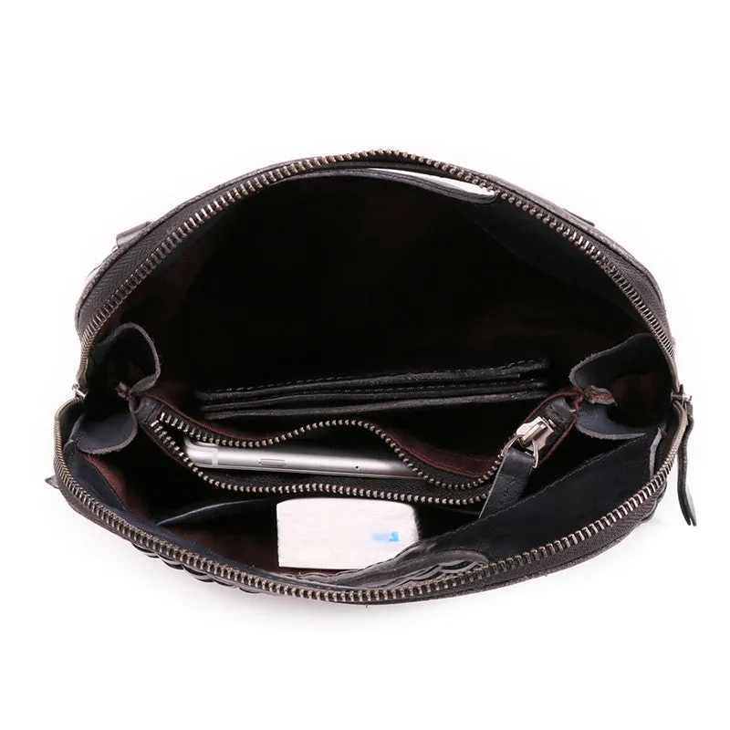 Boho Womens Woven Leather Satchel Handbag Side Bag Purse for Womens