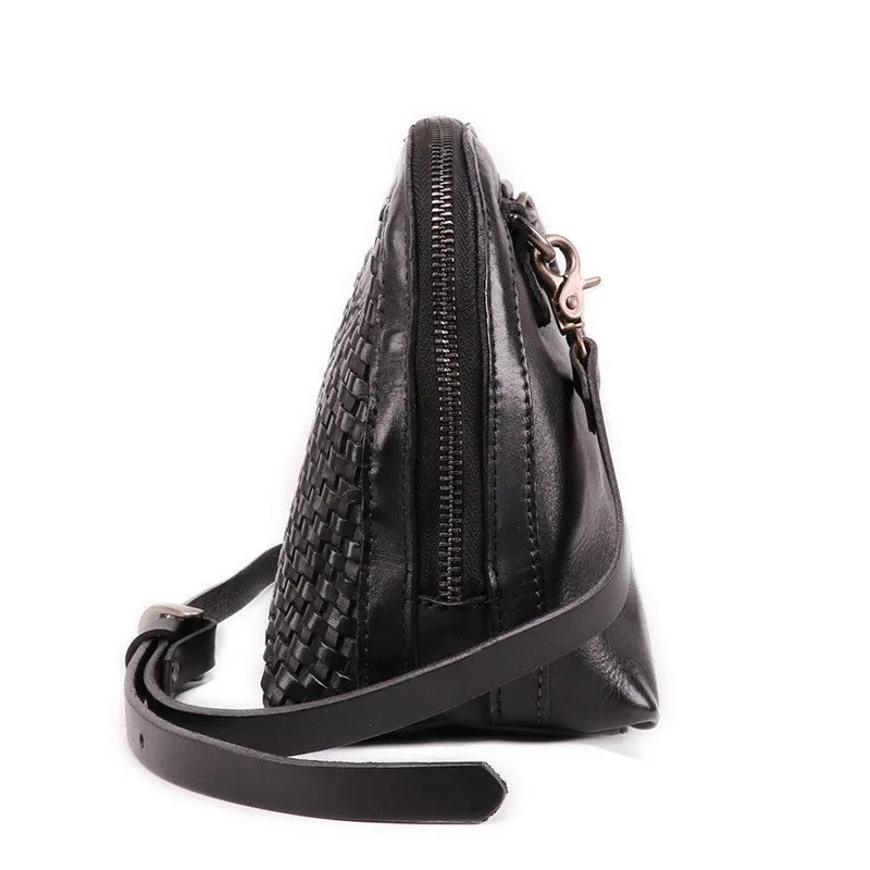 Boho Womens Woven Leather Satchel Handbag Side Bag Purse for Womens