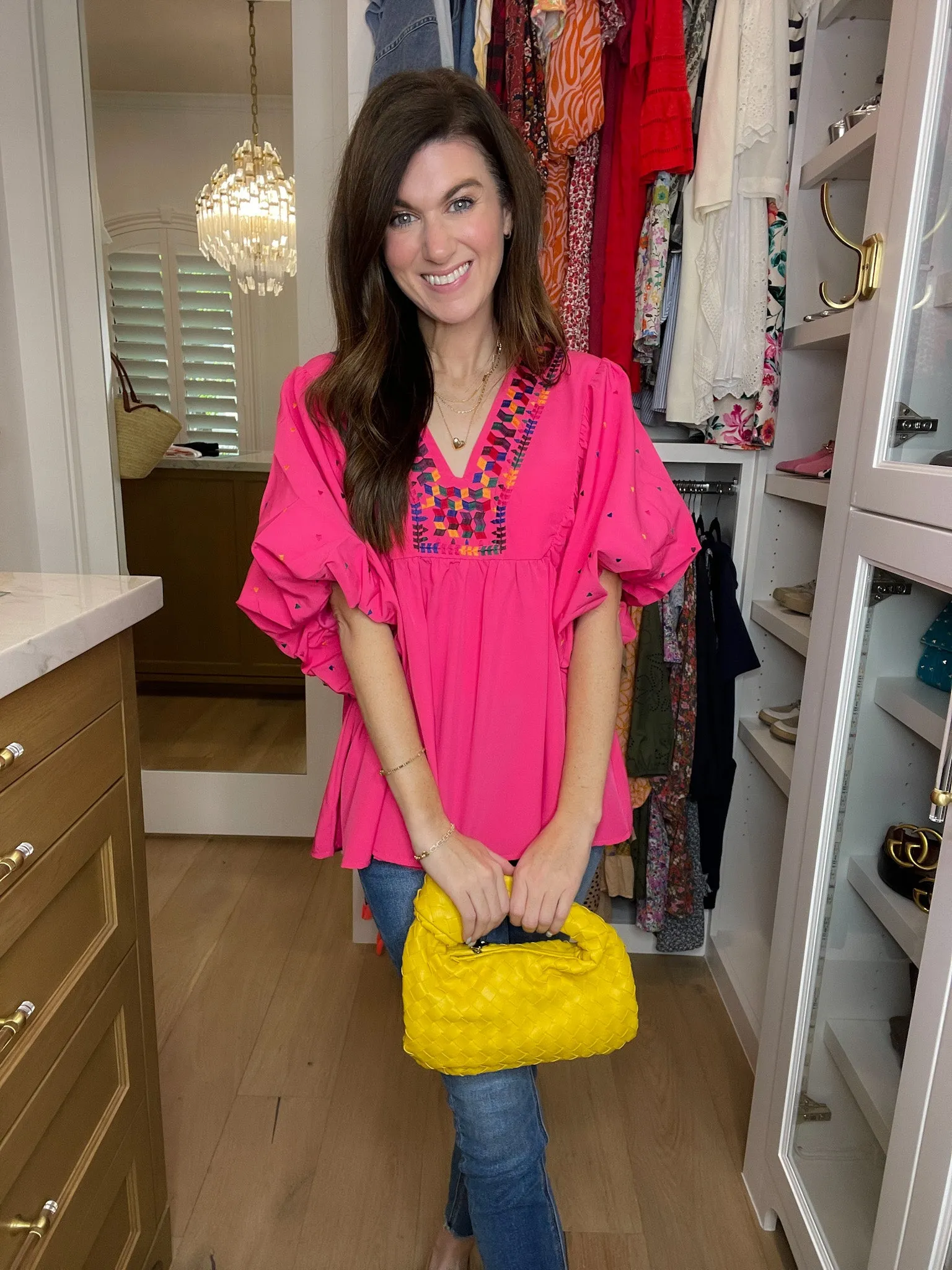 Braided Top Knot Clutch Bag in Yellow