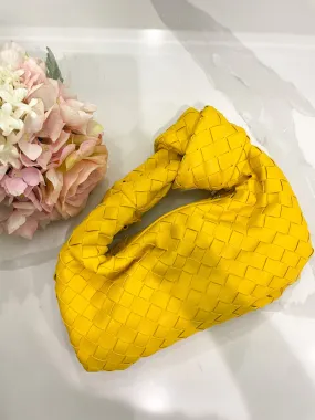 Braided Top Knot Clutch Bag in Yellow