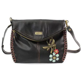Chala Charming Crossbody Bag with Zipper Flap Top and Metal Chain - Burgundy