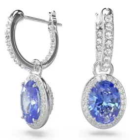 Constella Rhodium Plated Blue Oval Cut Hoop Earrings 5671817