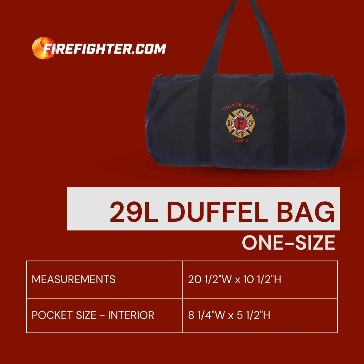 Customized 29L Large Duffel Bag with IAFF Embroidery