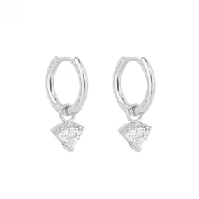 Diamond Shaped Zirconia Assembled Hoop Earrings E6196