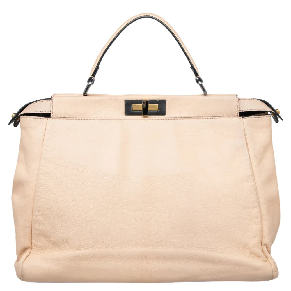 Fendi  Leather Beads Lining Large Peekaboo Top Handle Bag