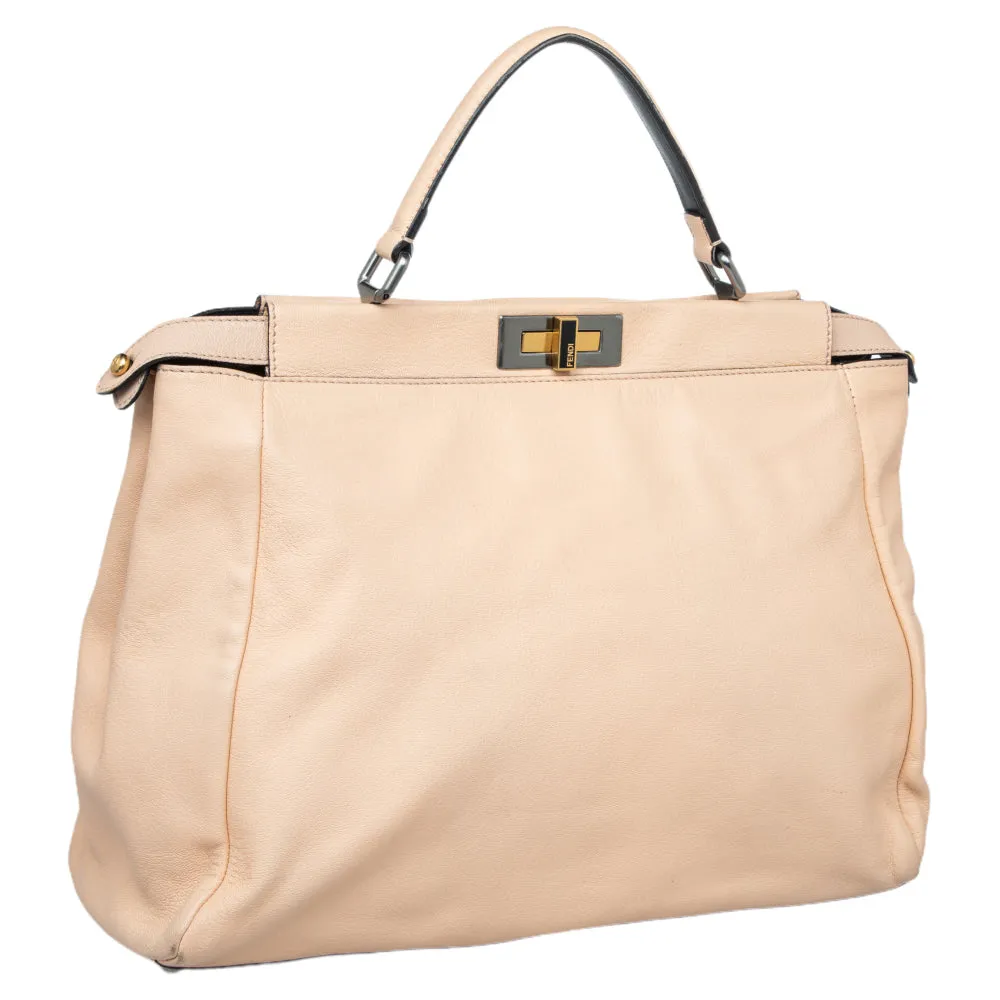 Fendi  Leather Beads Lining Large Peekaboo Top Handle Bag