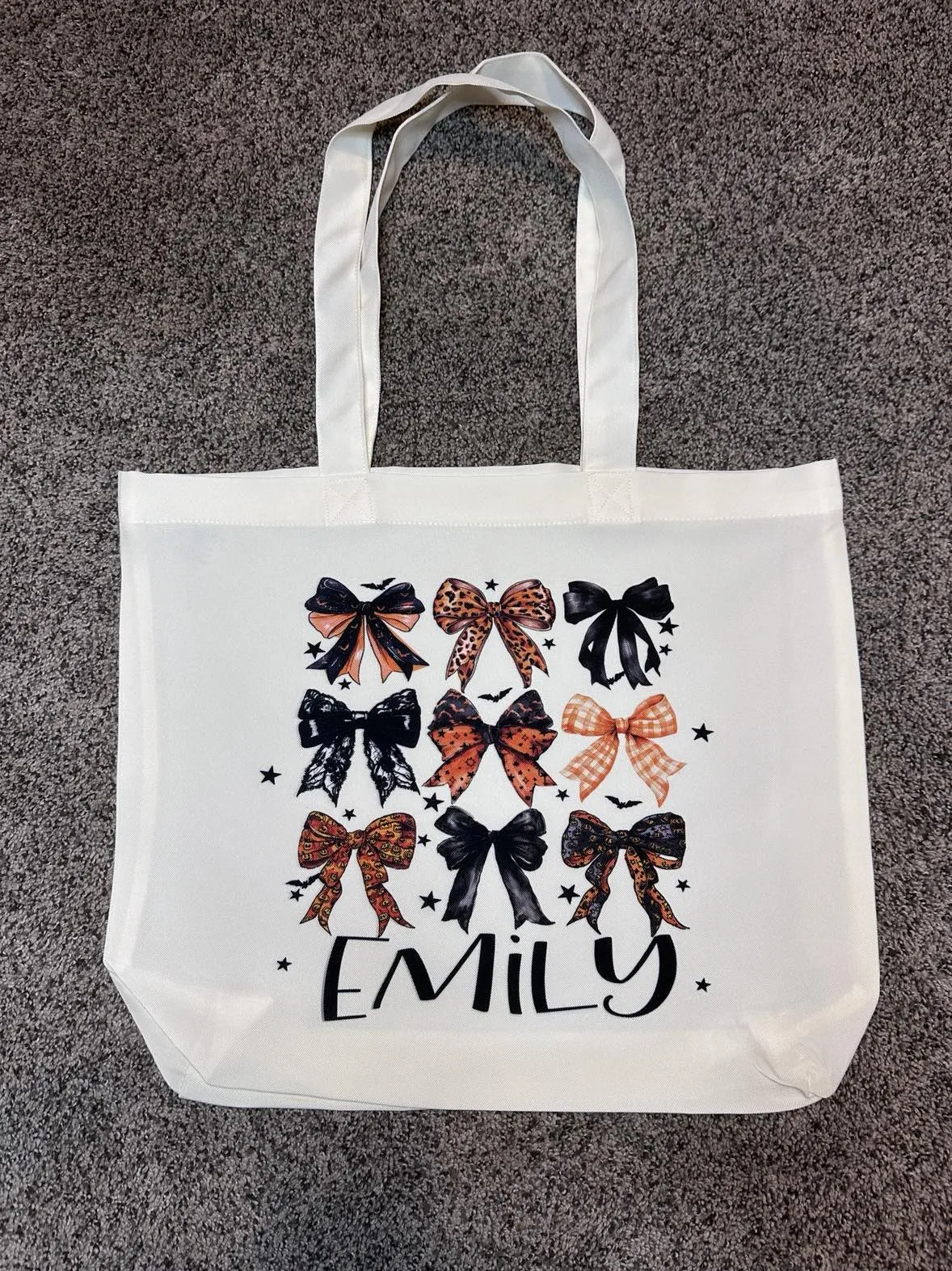 HALLOWEEN BOW Coquette BAG with NAME Trick Or Treat Halloween Bag Tote TOTEBOW340520