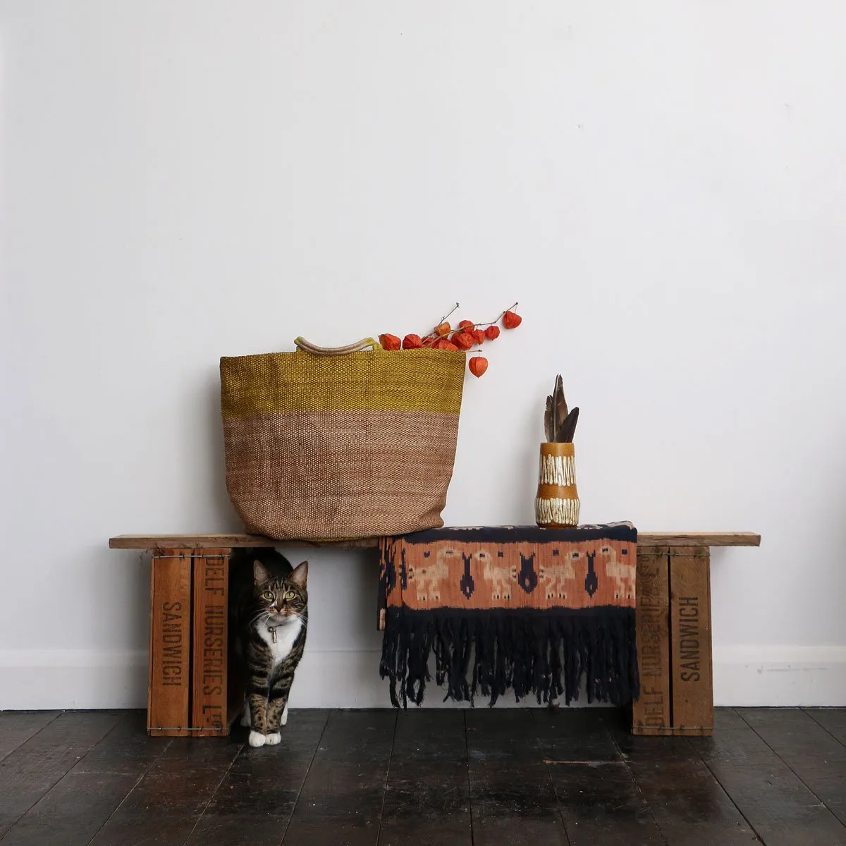 Hand Woven Jute Tote Bag Ochre