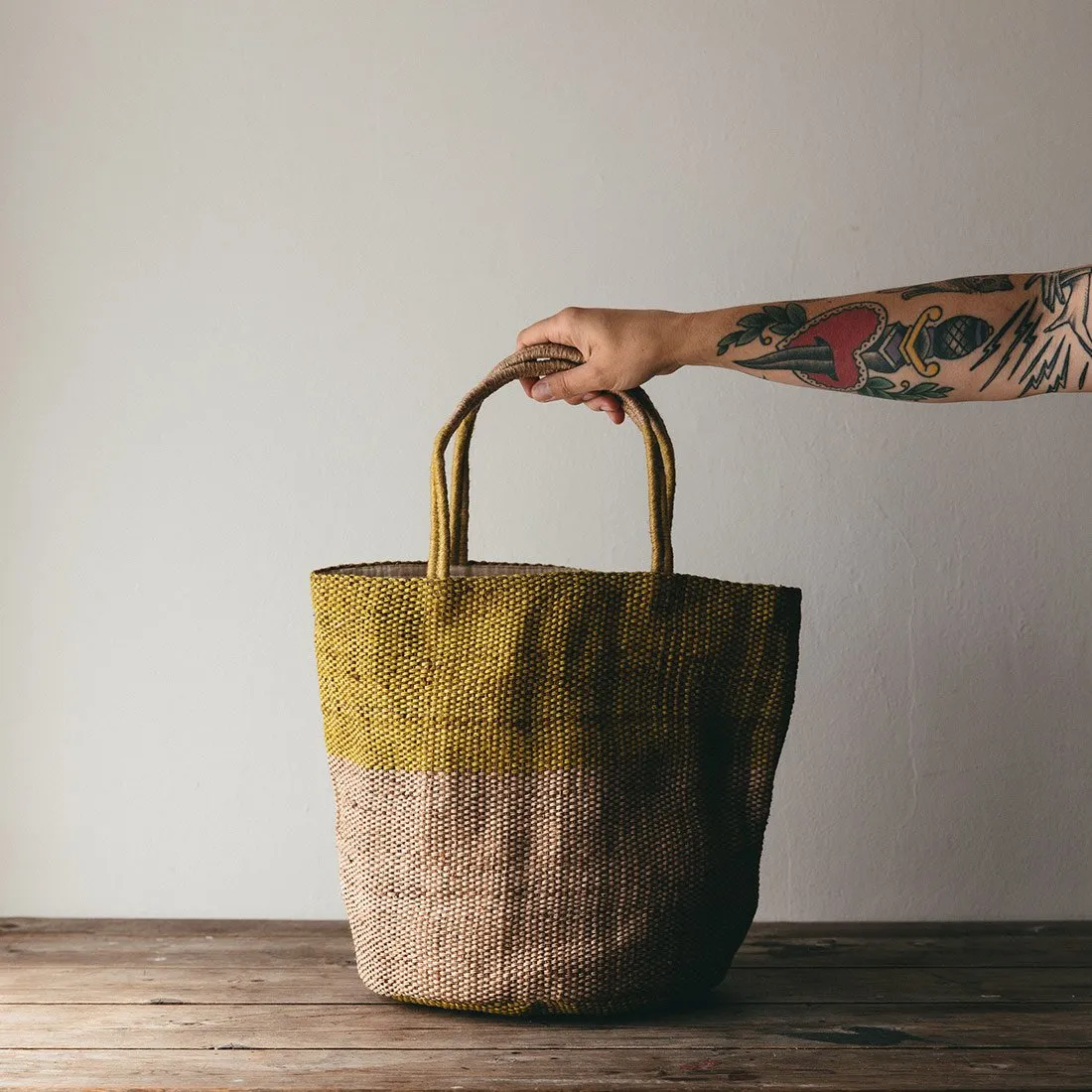 Hand Woven Jute Tote Bag Ochre