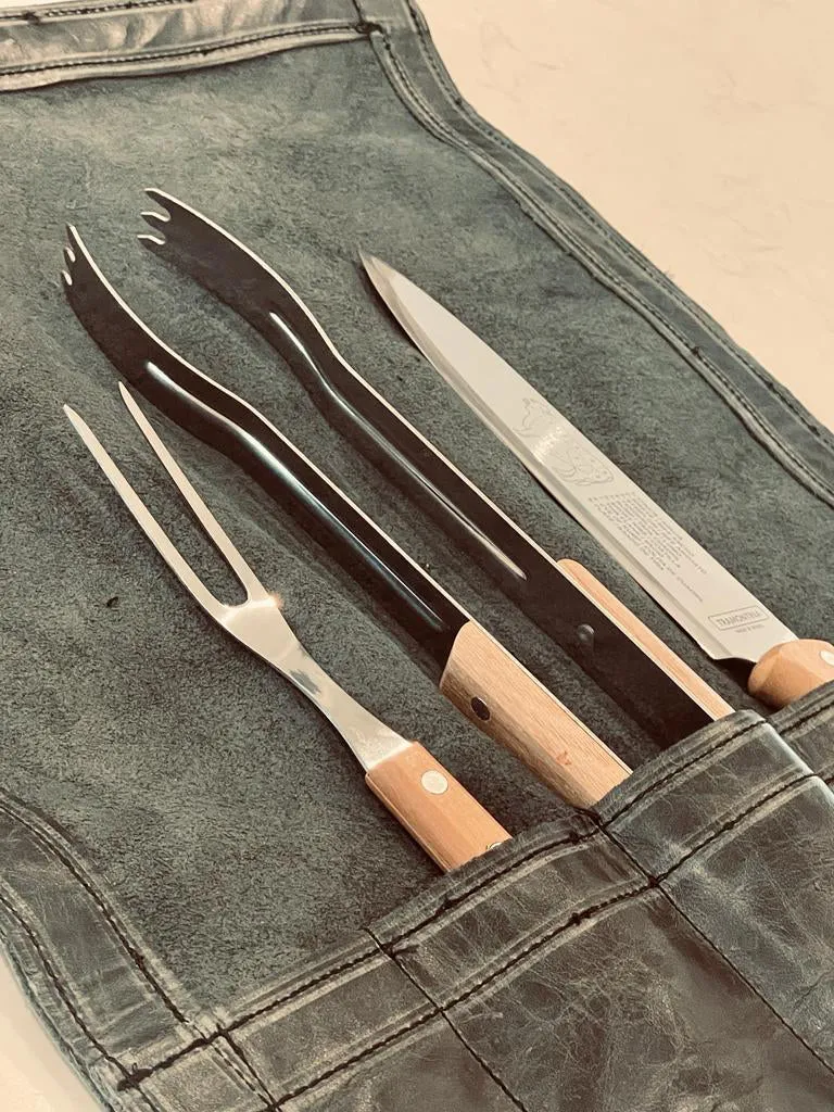 Handcrafted Genuine leather braai set