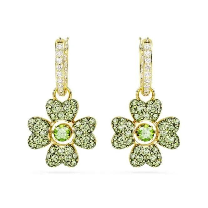 Idyllia Green Gold-tone Plated Clover Drop Earrings 5670664