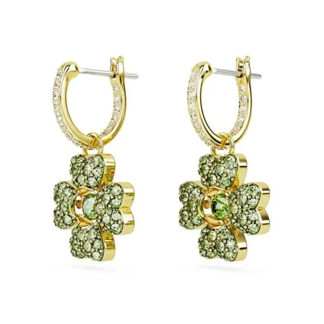Idyllia Green Gold-tone Plated Clover Drop Earrings 5670664