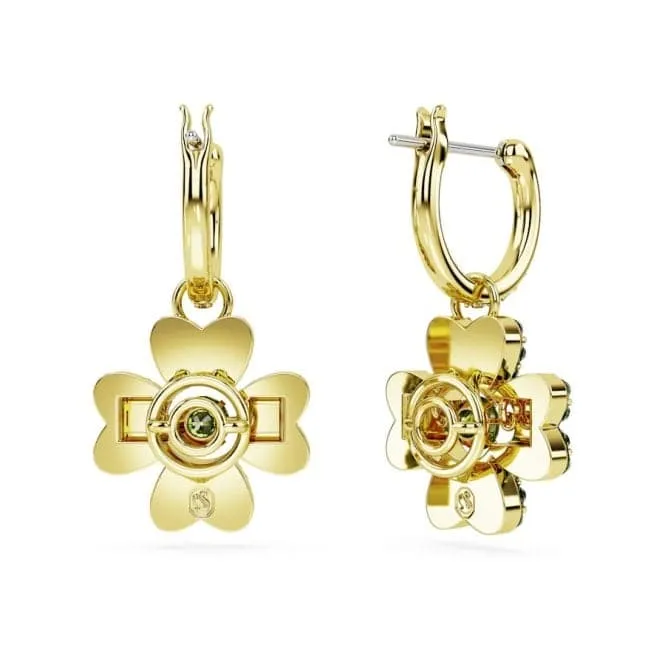 Idyllia Green Gold-tone Plated Clover Drop Earrings 5670664