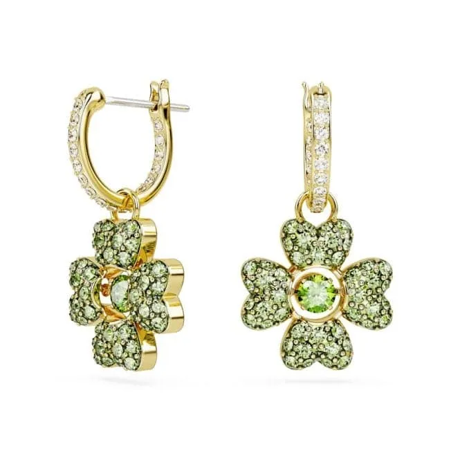Idyllia Green Gold-tone Plated Clover Drop Earrings 5670664