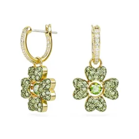 Idyllia Green Gold-tone Plated Clover Drop Earrings 5670664