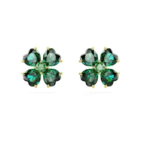 Idyllia Green Gold-tone Plated Clover Stud Earrings 5666236