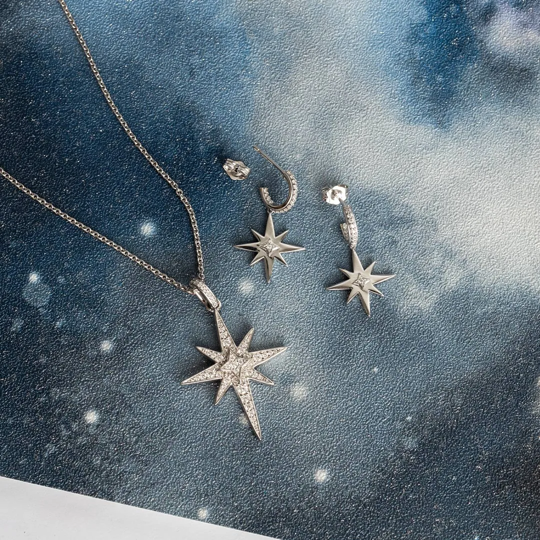 Kit Heath Céleste North Star Pave Zirconia Stud Drop Hoops 50467CZ