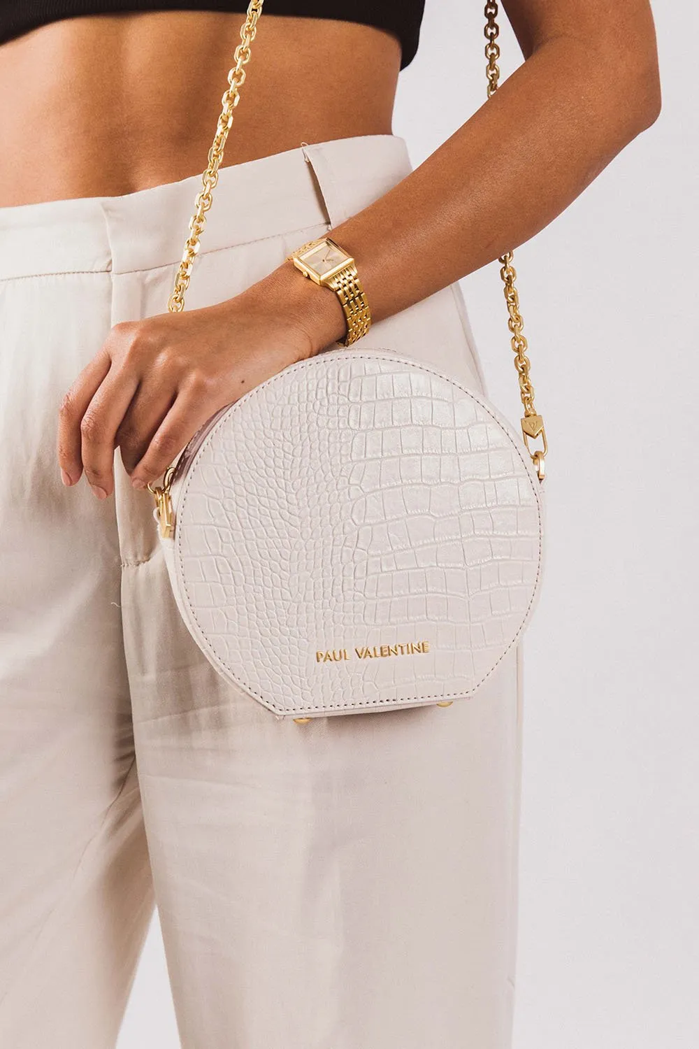 Miya Circle Bag Cream Croco