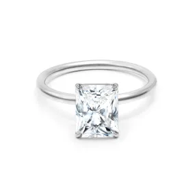 Moissanite Radiant Cut Plain Band Ring - 18ct Gold