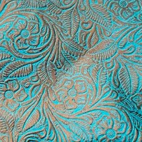 Swatch - Brass Floral Embossed Turquoise