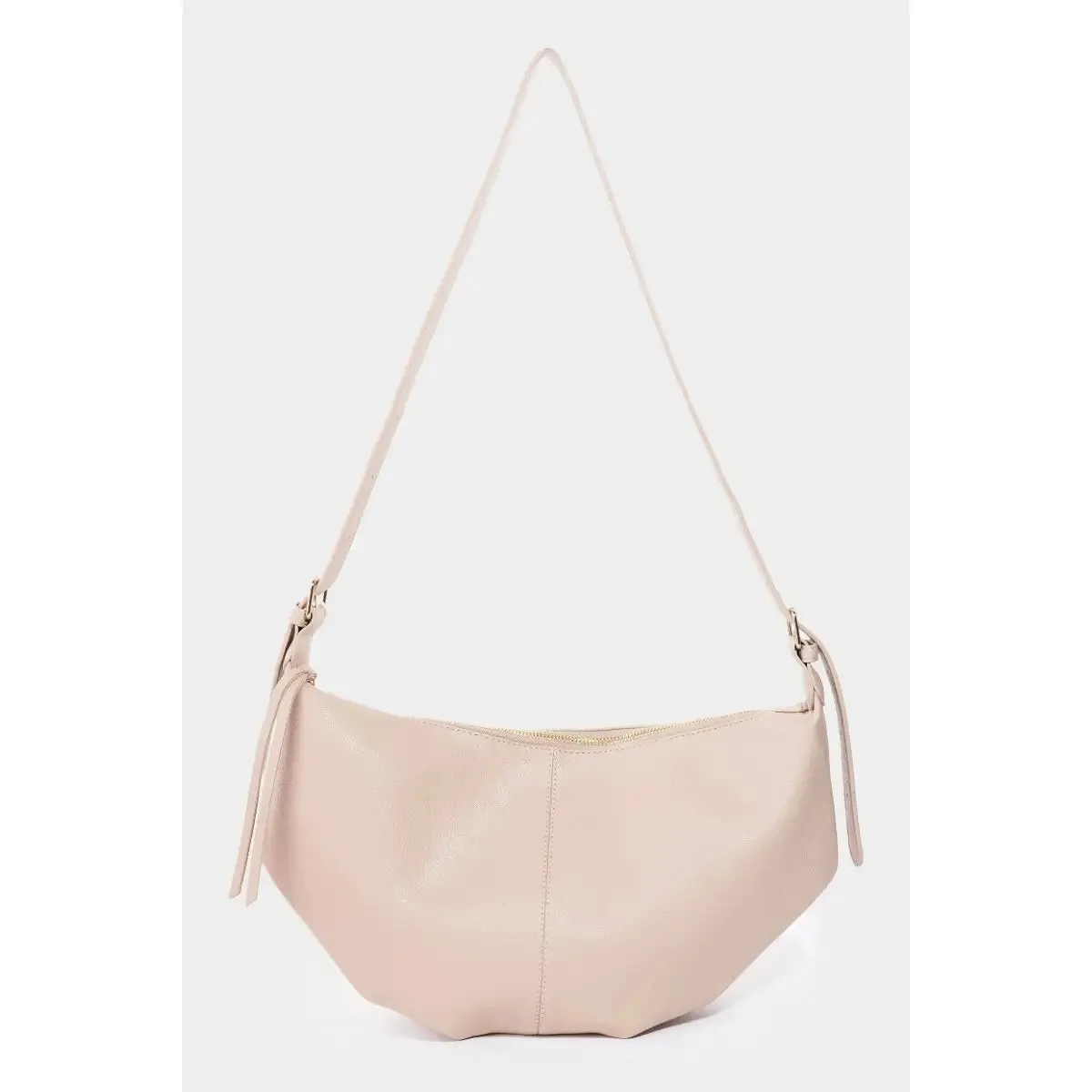 Taupe Faux Leather Shoulder Bag