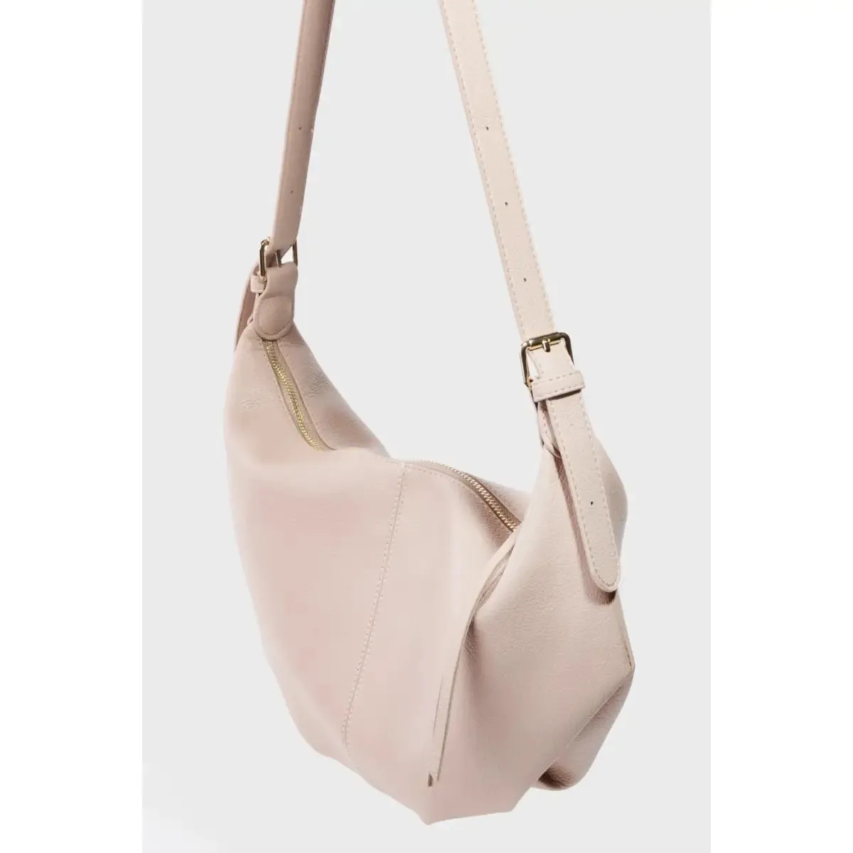 Taupe Faux Leather Shoulder Bag