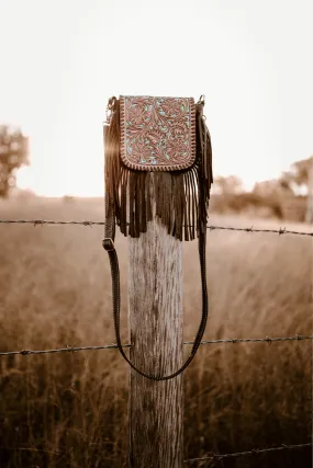 Tooled Turquoise Fringe Bag
