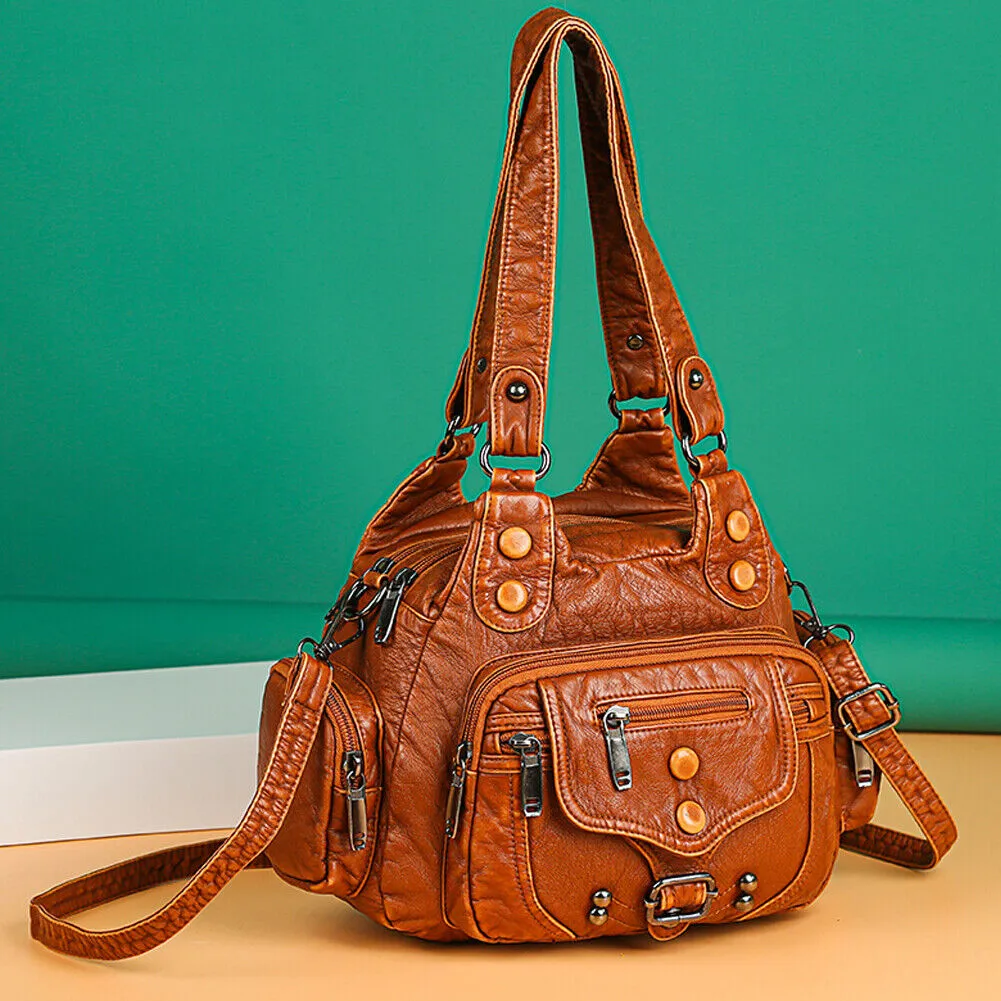 US Soft Women Crossbody Hobo Bag Faux Leather Large Shoulder Tote Bag Handbag