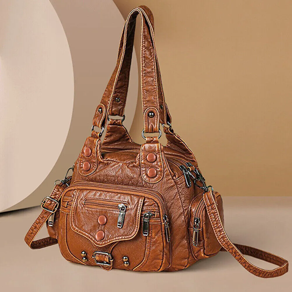 US Soft Women Crossbody Hobo Bag Faux Leather Large Shoulder Tote Bag Handbag