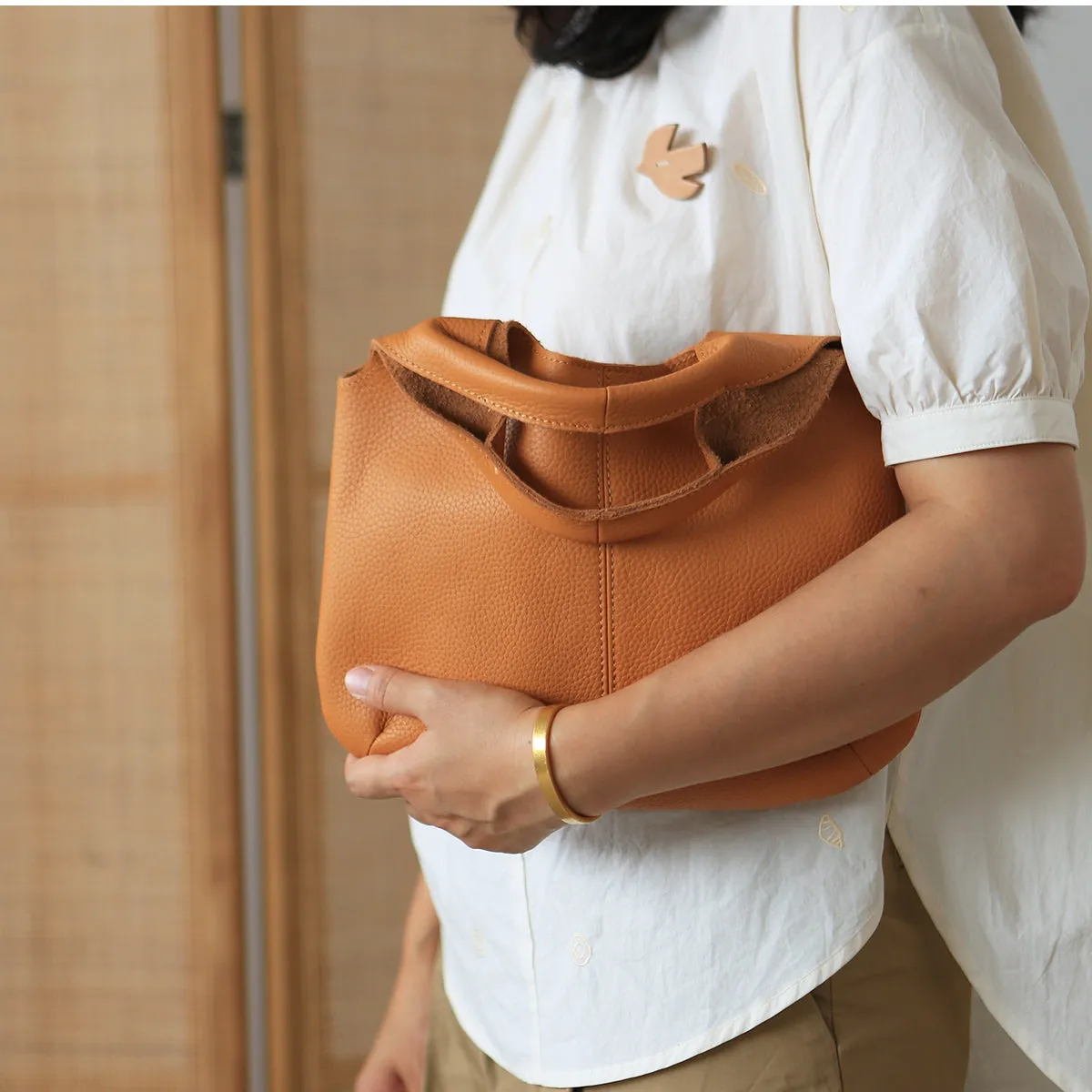 Vintage Womens Small Leather Tote Bag Green Leather Handbags For Women