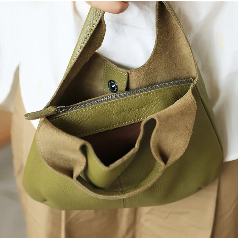 Vintage Womens Small Leather Tote Bag Green Leather Handbags For Women