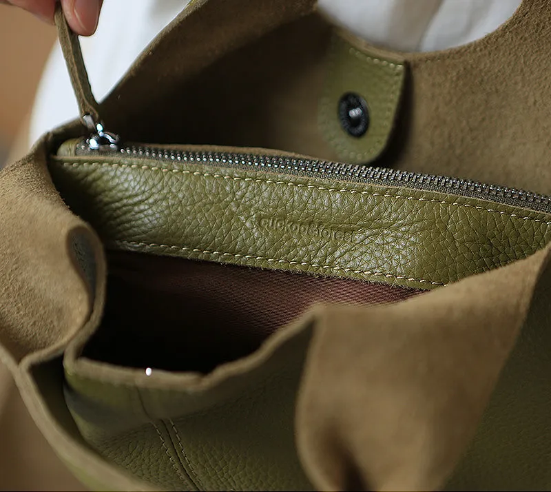 Vintage Womens Small Leather Tote Bag Green Leather Handbags For Women
