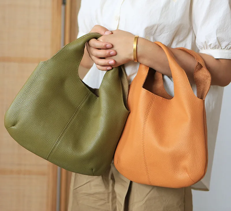 Vintage Womens Small Leather Tote Bag Green Leather Handbags For Women