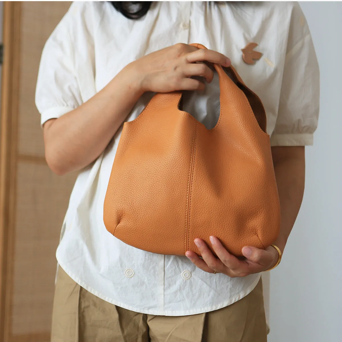 Vintage Womens Small Leather Tote Bag Green Leather Handbags For Women